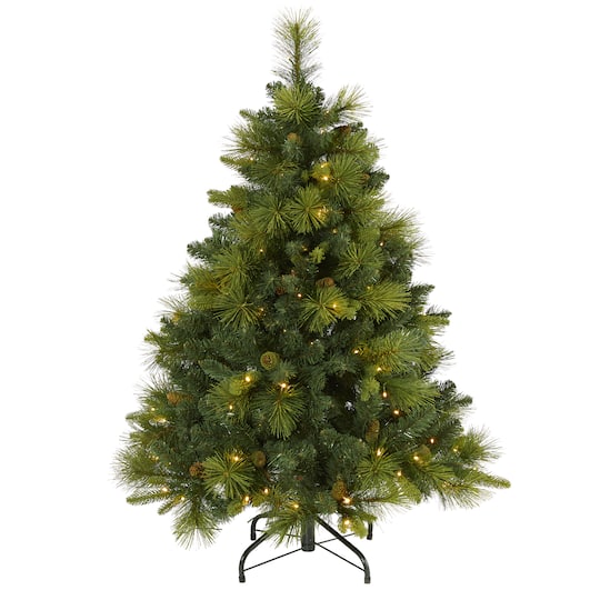4ft. Pre-Lit North Carolina Mixed Pine Artificial Christmas Tree, Warm White LED Lights